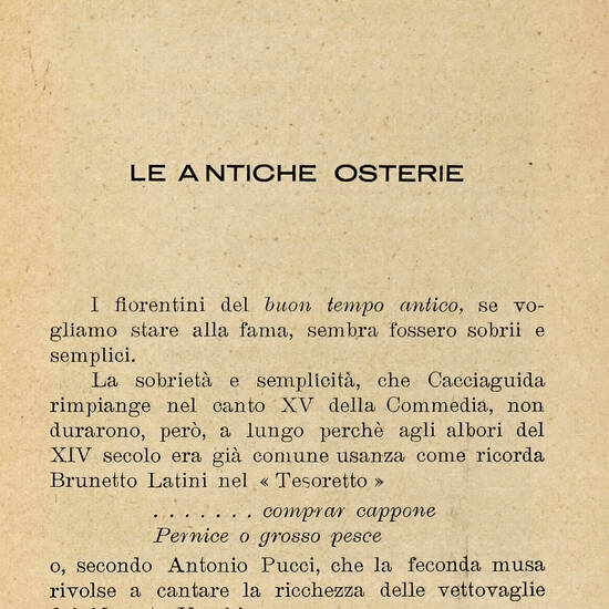 Antiche e Caratteristiche Trattorie Fiorentine. Con numerose Illustrazioni.