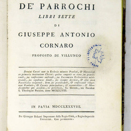 De' Parrochi. Libri Sette.