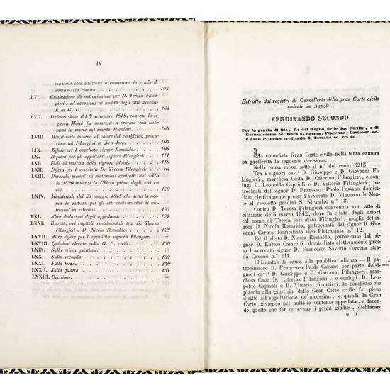 DECISIONE profferita dalla terza Camera della Gran Corte di Napoli nel dì 20 Settembre 1845 sullo stato della signora Teresa Filangieri del fu Cesare principe d'Arianello.