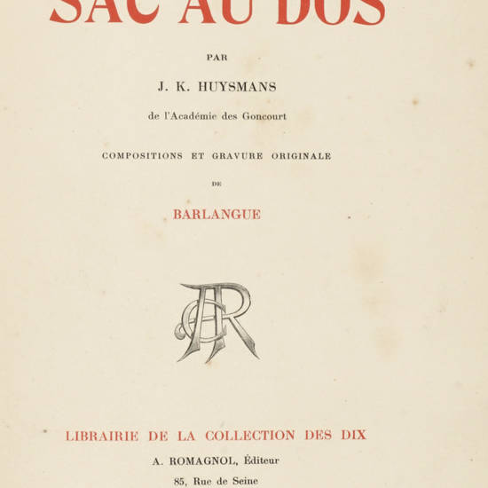 Sac au dos, compositions et gravure originale de Barlangue.