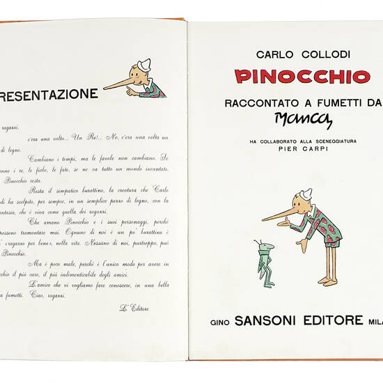 Pinocchio. Raccontato a Fumetti da Manca. Ha collaborato alla sceneggiatura Pier Carpi.