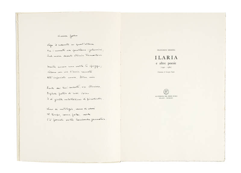 Ilaria e altre Poesie (1942-1962). Prefazione di Giovanni Papini.