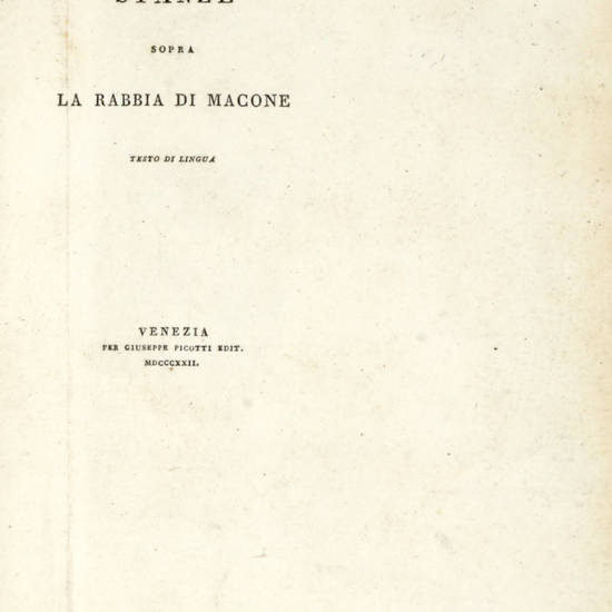 Stanze sopra la rabbia di Macone. Testo di lingua.