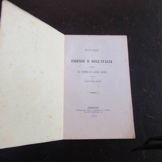 Doveri di Firenze e dell'Italia verso il Tempio di Santa Croce. Lettere Due.
