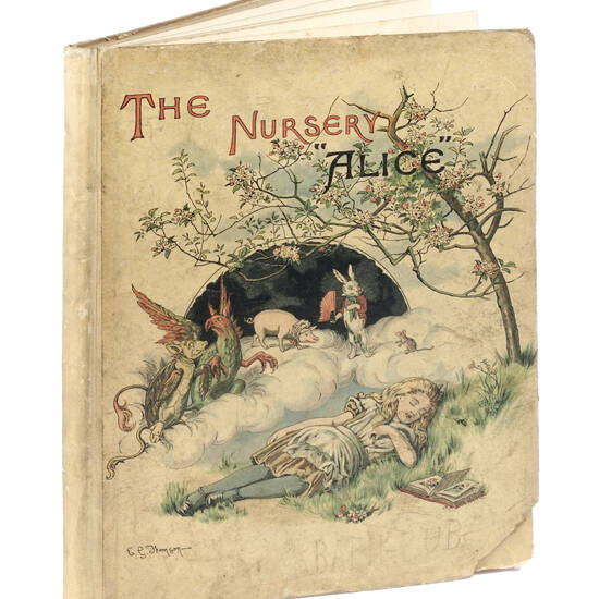 The Nursery Alice containing twenty coloured enlargements from Tenniel's illustrations [...] the cover designed and coloured by E. Gertrude Thomson.