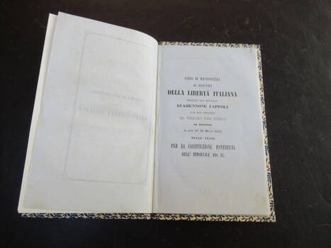 Canto di Riconoscenza ai martiri della Libertà Italiana. Dettato dal dottore Agamennone Zappoli e da esso declamato al teatro del Corso in Bologna la sera del 28 Marzo 1848 nelle Feste per la Costituzione Pontificia dell'Immortale Pio IX.