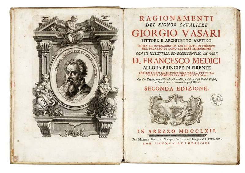 Ragionamenti, sopra le invenzioni da lui dipinte in Firenze nel Palazzo di Loro Altezze Serenissime con lo Illustriss. ed Eccellentiss. Signore D. Francesco Medici allora Principe di Firenze, insieme con la invenzione della pittura da lui cominciata nella