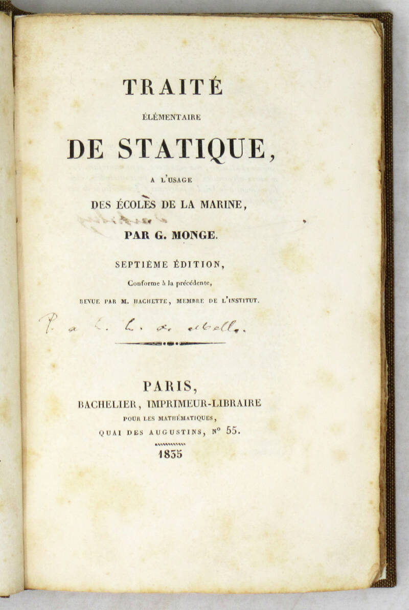 Traité élémentaire de statique a l'usage des écoles de la marine. Septième édition...