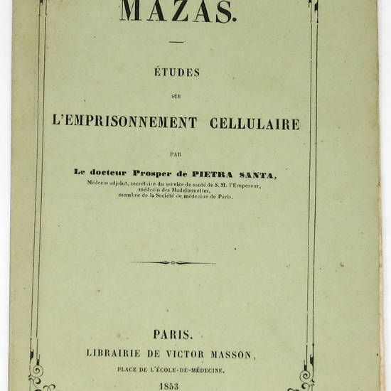 Études sur l'emprisonnement cellulaire.