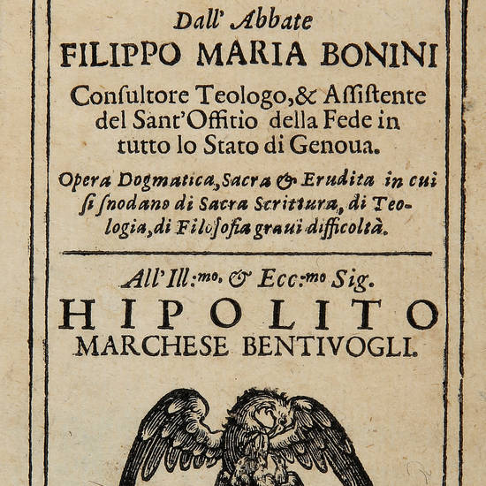 La donna combattuta dall'Empio, e difesa dall'Abate...Opera dogmatica, Sacra & Erudita in cui si snodano di Sacra Scrittura, di Teologia, di Filosofia gravi difficoltà.