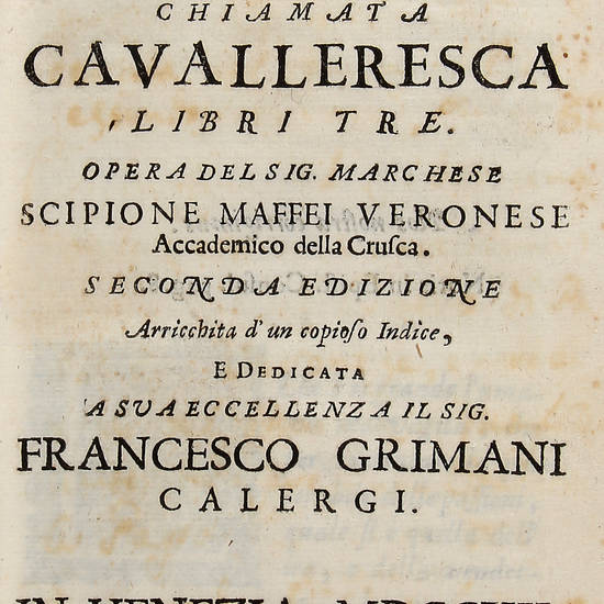 Della scienza chiamata cavalleresca. Libri Tre.