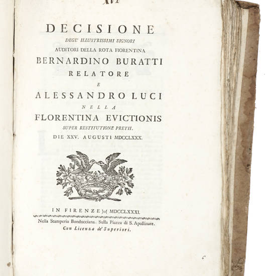 DECISIONES et Allegatione diversarum in Rota Florentina in hoc XXXI volumine collectae. Nn.1-XLII (1695-1782).