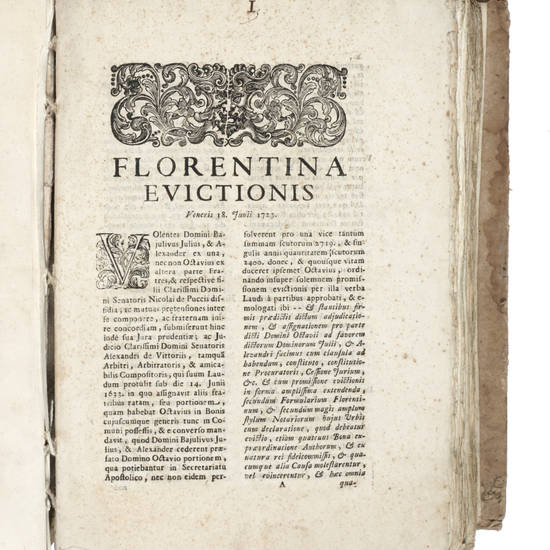 DECISIONES et Allegatione diversarum in Rota Florentina in hoc XXXI volumine collectae. Nn.1-XLII (1695-1782).