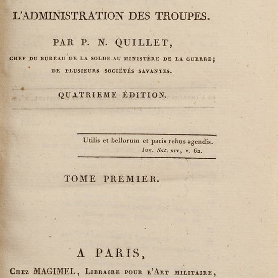 État actuel de la législation sur l'Administration des troupes. Quatrième édition.