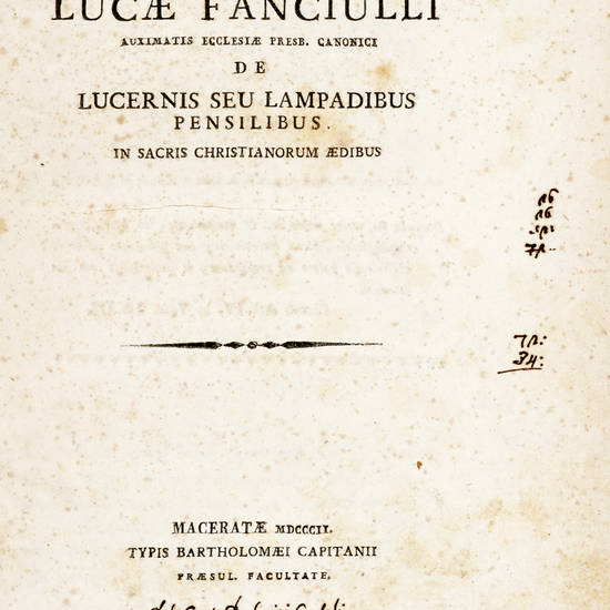 De Lucernis seu Lampadibus pensilibus in sacris christianorum aedibus.