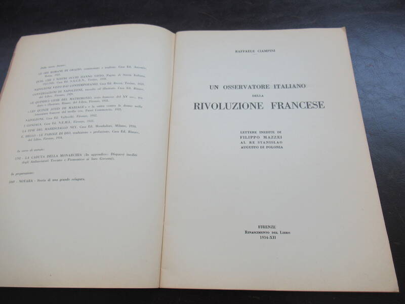 Un Osservatore Italiano della Rivoluzione Francese. Lettere inedite di Filippo Mazzei al Re Stanislao Augusto di Polonia.