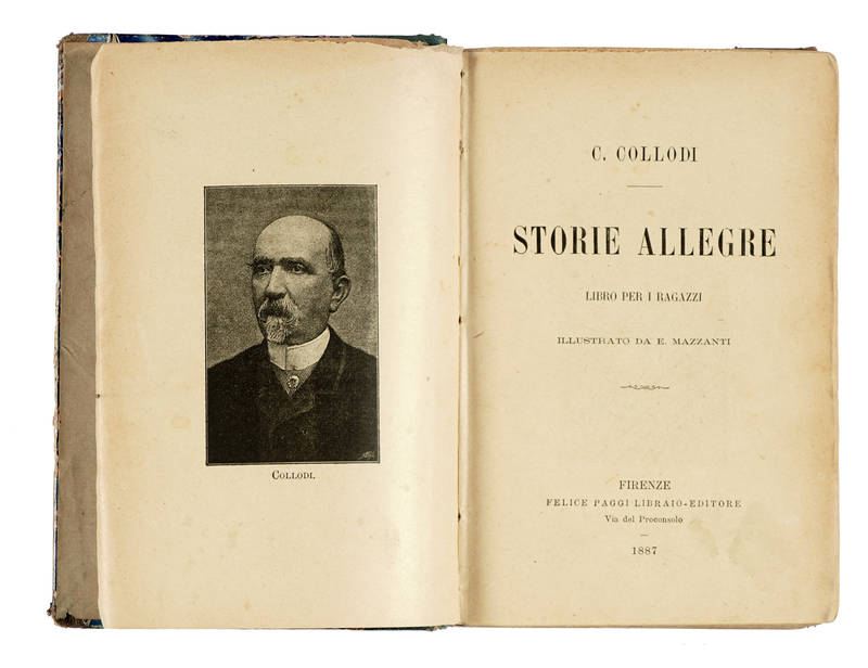 Storie Allegre. Libro per ragazzi. Illustrato da E.Mazzanti. (Legato con:) Basile Giambattista, Fate benefiche racconti per i bambini [...] con illustrazioni di E. Mazzanti. Firenze: Felice Paggi, 1889