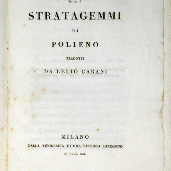 Gli stratagemmi..., tradotti da Lelio Carani.