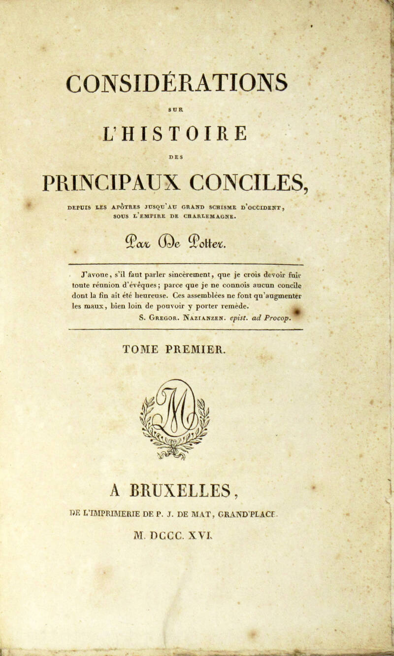 Considerations sur l'histoire des principaux Conciles.