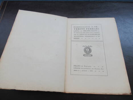 Commemorazione di Severino Ferrari letta...il 24 Gennaio 1906 nell'Aula Magna del Istituto Superiore di Magistero Femminile in Firenze.