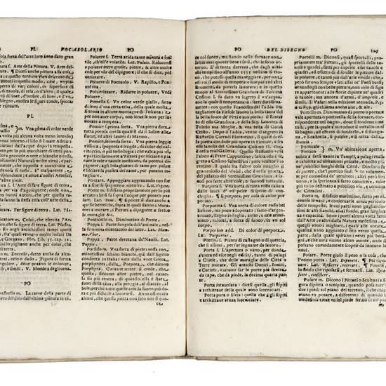 Vocabolario toscano dell'arte del disegno nel quale si esplicano i propri termini e voci, non solo della Pittura, Scultura, et Architettura; ma ancora di altre Arti a quelle subordinate... Con la notizia de' nomi e qualità delle gioie, metalli, pietre du