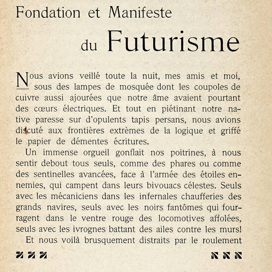 Enquete Internationale sur "le Vers libre" et Manifeste du Futurisme par F.T. Marinetti. 8.me mille.