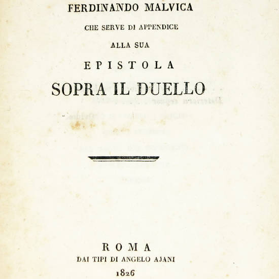 Lettera...che serve di Appendice alla sua Epistola sopra il duello.